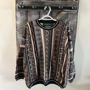 Men's Tundra Sweater Taupe, Brown & Cream - Size Medium